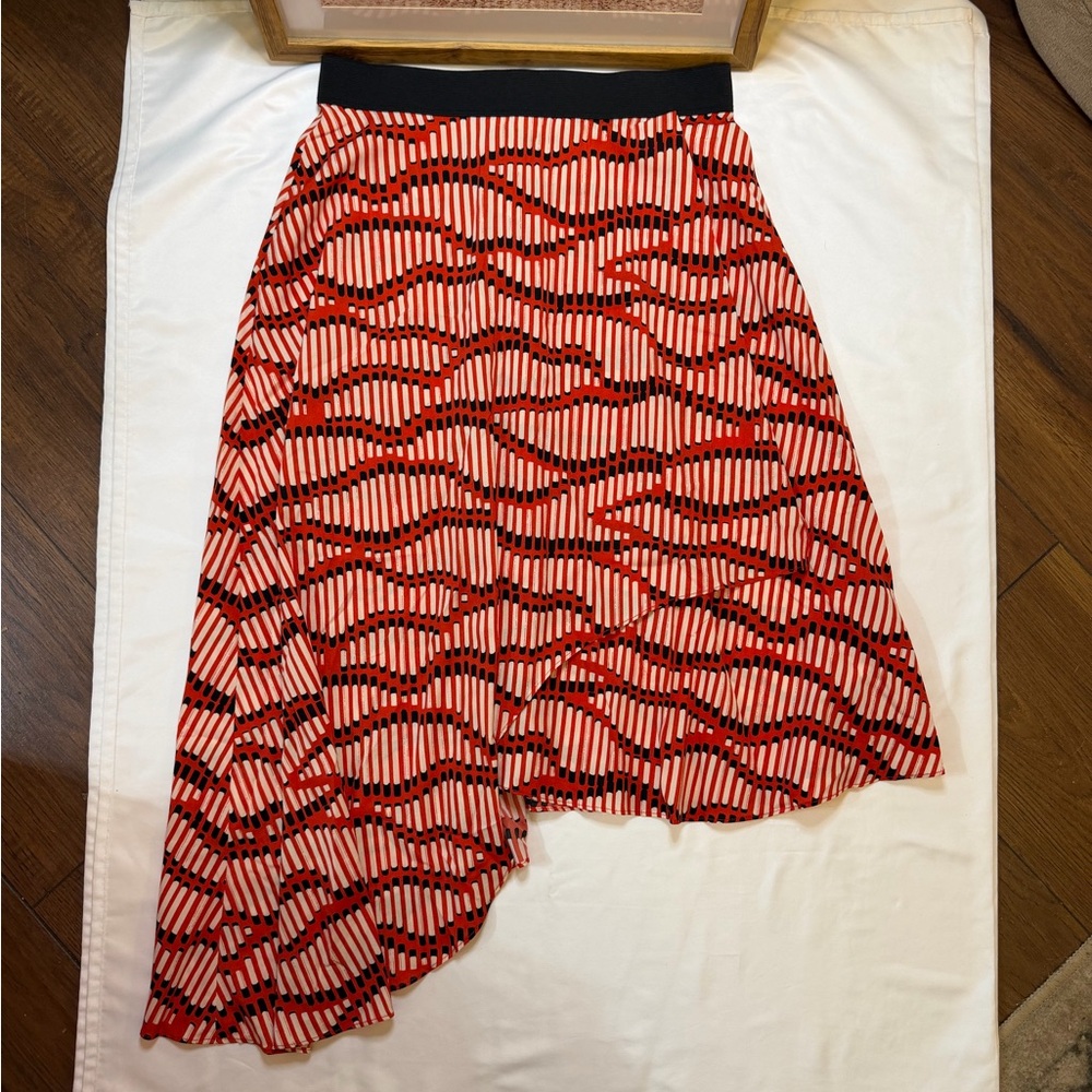 Topshop size 6 red Asymmetrical midi skirt